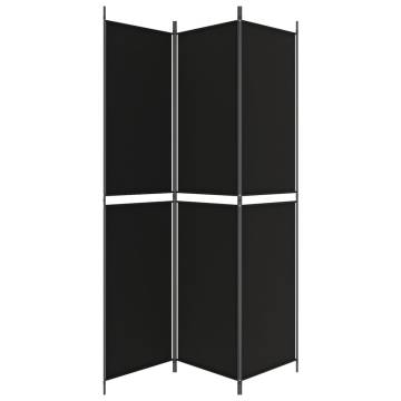 3-Panel Black Room Divider - 150x220 cm Fabric | Hipo Market