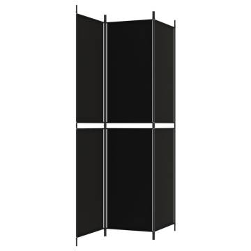 3-Panel Black Room Divider - 150x220 cm Fabric | Hipo Market