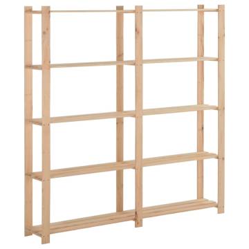 5-Tier Storage Rack - Solid Pinewood | HipoMarket