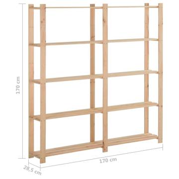 5-Tier Storage Rack - Solid Pinewood | HipoMarket