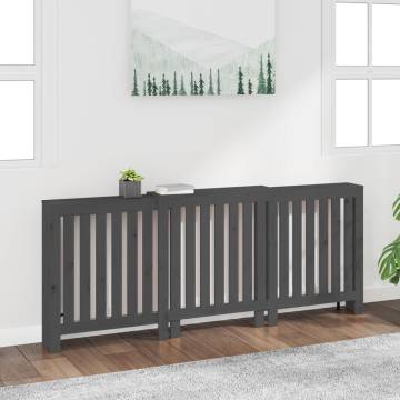 Grey Radiator Cover 210x21x85 cm - Solid Pine Wood Design