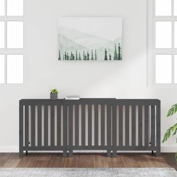 Grey Radiator Cover 210x21x85 cm - Solid Pine Wood Design