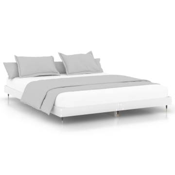 Stylish White Bed Frame 200x200 cm | Durable Engineered Wood