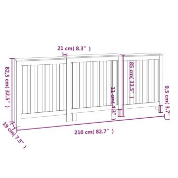 Grey Radiator Cover 210x21x85 cm - Solid Pine Wood Design