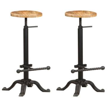 Stylish Bar Chairs 2 pcs Solid Mango Wood | HipoMarket UK