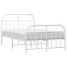 White Metal Bed Frame with Headboard 120x190 cm - Small Double