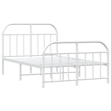 White Metal Bed Frame with Headboard 120x190 cm - Small Double