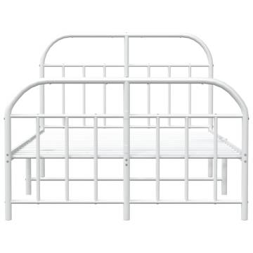 White Metal Bed Frame with Headboard 120x190 cm - Small Double