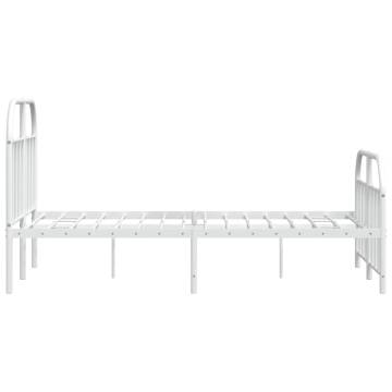 White Metal Bed Frame with Headboard 120x190 cm - Small Double