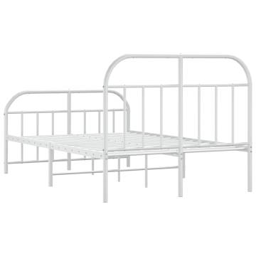 White Metal Bed Frame with Headboard 120x190 cm - Small Double