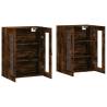 Elegant Smoked Oak Wall Mounted Cabinets | 2 pcs Set