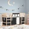 Kids' Loft Bed with Curtains White&Black 90x190cm Solid Wood Pine Colour natural and black Size 90 x 190cm 