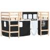 Kids' Loft Bed with Curtains - White & Black 90x190cm Pine