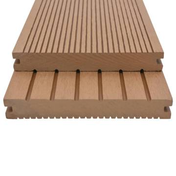 WPC Solid Decking Boards with Accessories - 30 m² Teak