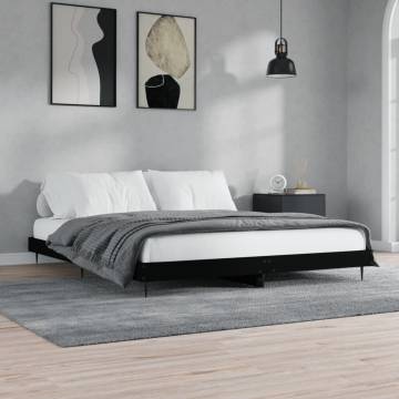 Black Bed Frame 140x200 cm | Durable Engineered Wood