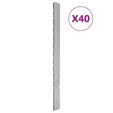 Galvanised Steel Garden Fence Posts - 40 pcs - 280 cm Silver