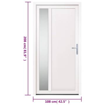 Front Door White 108x208 cm PVC - Secure & Elegant Design