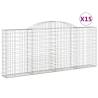 Arched Gabion Baskets - 15 pcs Galvanised Iron for Garden