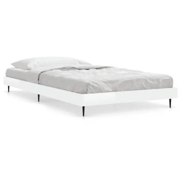 High Gloss White Bed Frame 90x190 cm - Single Engineered Wood