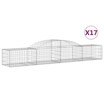 Arched Gabion Baskets - 17 pcs Galvanised Iron Garden Barriers