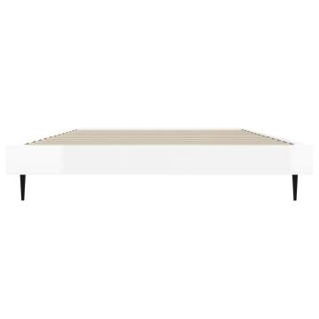 High Gloss White Bed Frame 90x190 cm - Single Engineered Wood