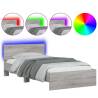 Stylish Bed Frame with LED Lights - Grey Sonoma 100x200 cm