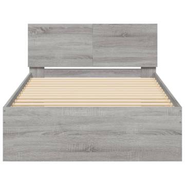 Stylish Bed Frame with LED Lights - Grey Sonoma 100x200 cm