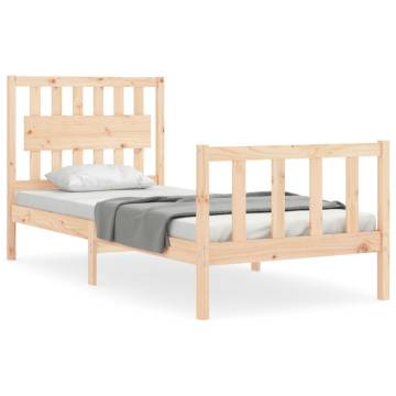 Solid Wood Single Bed Frame with Headboard | Hipo Market