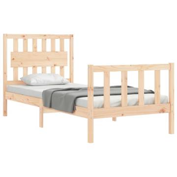 Solid Wood Single Bed Frame with Headboard | Hipo Market