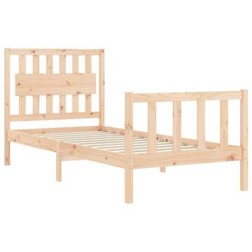 Solid Wood Single Bed Frame with Headboard | Hipo Market