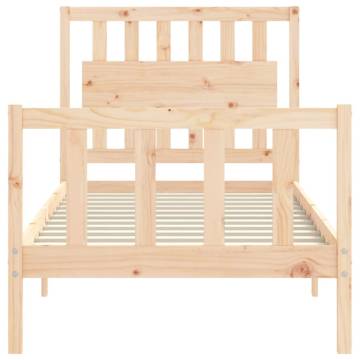 Solid Wood Single Bed Frame with Headboard | Hipo Market