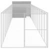 Durable Light Grey Dog House with Run - Galvanised Steel