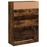 Shoe Cabinet with 2 Flip-Drawers - Smoked Oak 80x34x116 cm