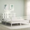 Bed Frame with Headboard White 160x200 cm Solid Wood Colour white Size 160 x 200 cm 