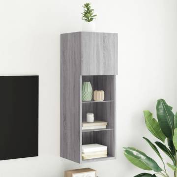 Stylish Grey Sonoma TV Cabinet with LED Lights | HipoMarket