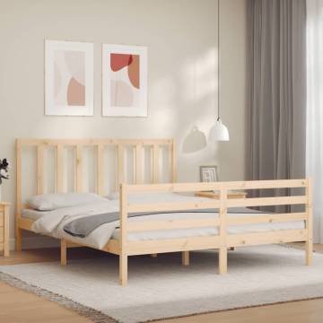 Solid Wood Bed Frame with Headboard 160x200 cm | HipoMarket