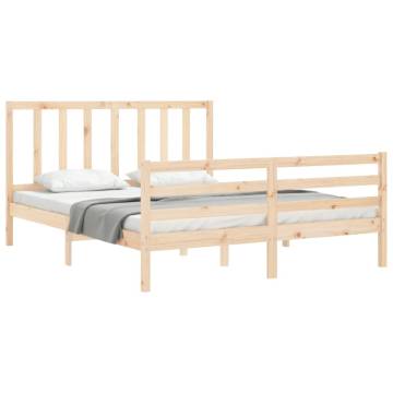 Solid Wood Bed Frame with Headboard 160x200 cm | HipoMarket