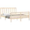 Solid Wood Bed Frame with Headboard 160x200 cm | HipoMarket