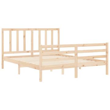 Solid Wood Bed Frame with Headboard 160x200 cm | HipoMarket