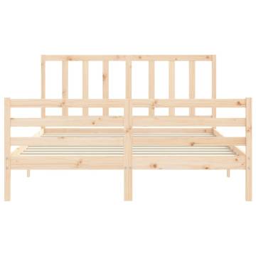 Solid Wood Bed Frame with Headboard 160x200 cm | HipoMarket