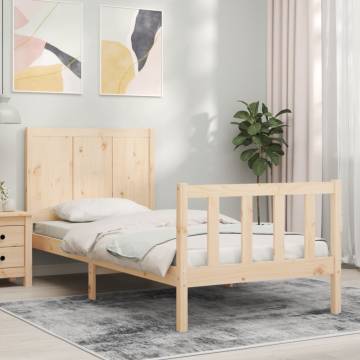 Single Solid Wood Bed Frame with Headboard | HipoMarket