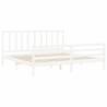 White Super King Size Bed Frame with Headboard - Solid Wood