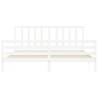 White Super King Size Bed Frame with Headboard - Solid Wood