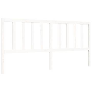 White Super King Size Bed Frame with Headboard - Solid Wood