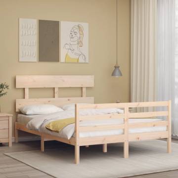 Double Solid Wood Bed Frame with Headboard - Durable & Stylish