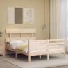 Bed Frame with Headboard Double Solid Wood Colour natural Size 135 x 190 cm Model low 