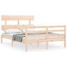 Double Solid Wood Bed Frame with Headboard - Durable & Stylish