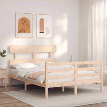 Double Solid Wood Bed Frame with Headboard - Durable & Stylish