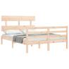 Double Solid Wood Bed Frame with Headboard - Durable & Stylish