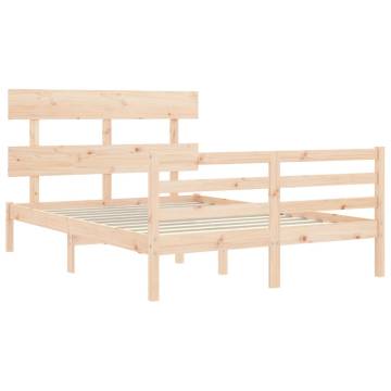 Double Solid Wood Bed Frame with Headboard - Durable & Stylish